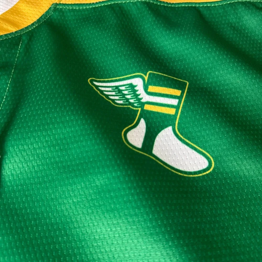 Adelph Wear Uni Watch Hockey Jersey Mens XL Green Yellow Howland 6 Lace Up Neck